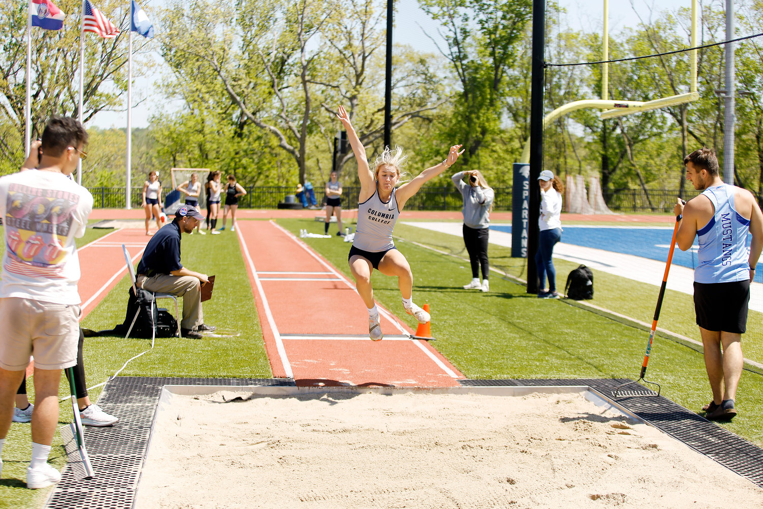 Gracie Schultz competes in the women’s long jump during the American Midwest Conference (AMC) Outdoor Track and Field Championships held back in early May on the campus of Missouri Baptist University (MBU) in St. Louis. Schultz just wrapped up her freshman season of track and field at Columbia College helping the Lady Cougars win AMC team titles in both indoor and outdoor track.